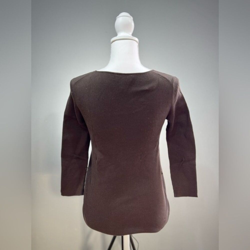 SALE! Brown Talbots Ribbed Sweater Y2K Size S EUC - Picture 2 of 5